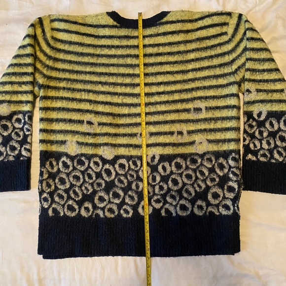 Current/Elliot Wes Striped Leopard Brushed Fuzzy Oversized Sweater, Sz 4 XL - Picture 8 of 11